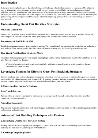 Fantom is a powerful tool for effective guest post backlink strategies