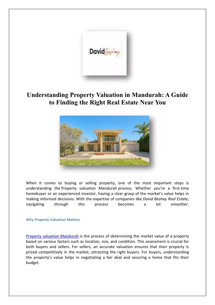 understanding property valuation in mandurah