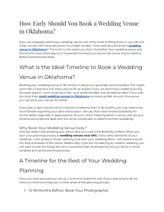 How Early Should You Book a Wedding Venue in Oklahoma