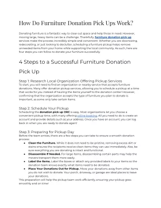 How do furniture donation pick ups work