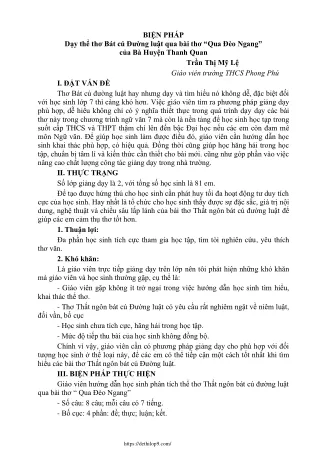 Dạy thể thơ Bát cú Đường luật qua bài "Qua Đèo Ngang" của Bà Huyện Thanh Quan