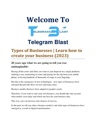 Types of Businesses Learn how to create your business 2023