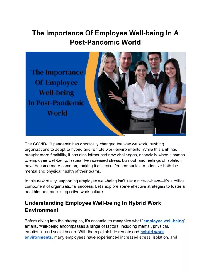 the importance of employee well being in a post