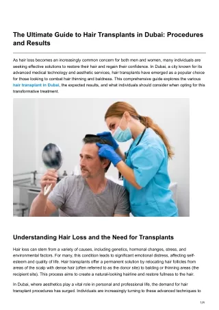 The Ultimate Guide to Hair Transplants in Dubai Procedures and Results