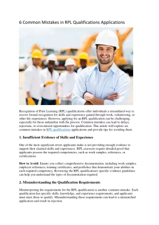 6 Common Mistakes in RPL Qualifications Applications