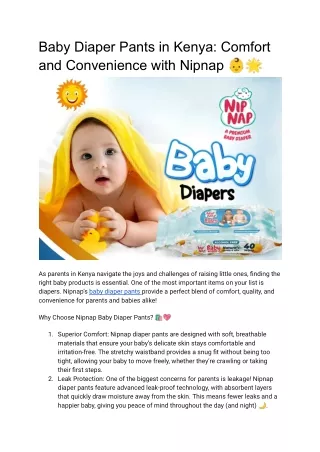baby diaper pants in kenya comfort