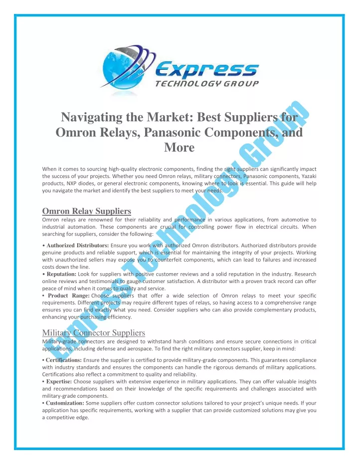 navigating the market best suppliers for omron