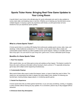 Sports Ticker Home_ Bringing Real-Time Game Updates to Your Living Room