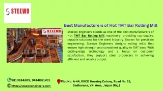 Best Manufacturers of Hot TMT Bar Rolling Mill  Steewo Engineers