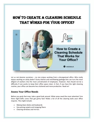 How to Create a Cleaning Schedule That Works for Your Office