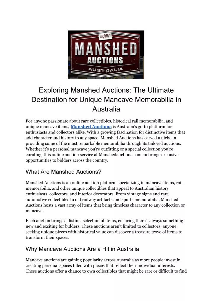 exploring manshed auctions the ultimate