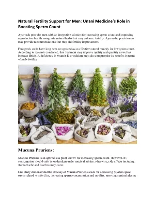 Natural Fertility Support for Men: Unani Medicine’s Role in Boosting Sperm Count