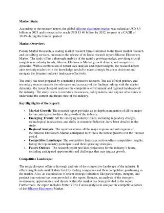 Silicone Elastomers Market