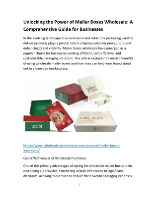 unlocking the power of mailer boxes wholesale