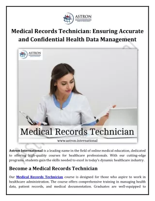 Medical Records Technician Ensuring Accurate and Confidential Health Data Management