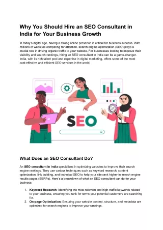 Why You Should Hire an SEO Consultant in India for Your Business Growth