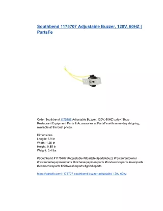 Southbend 1175707 Adjustable Buzzer, 120V, 60HZ _ PartsFe