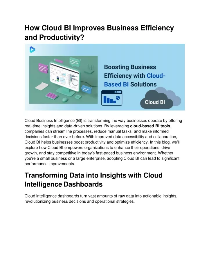 how cloud bi improves business efficiency