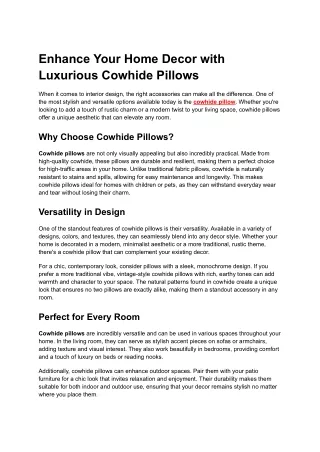 cowhide pillow