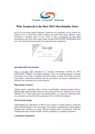 Find Out Why Seomerch Excels in SEO Merchandise - Top Most Blog