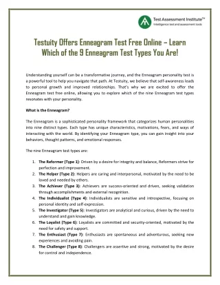 Enneagram test free online
