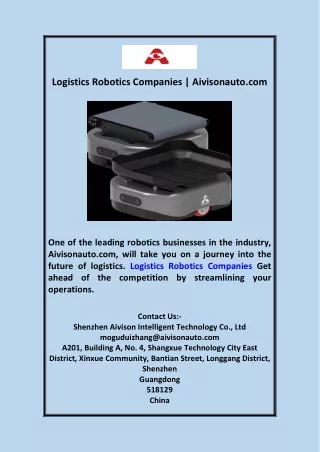 logistics robotics companies aivisonauto com