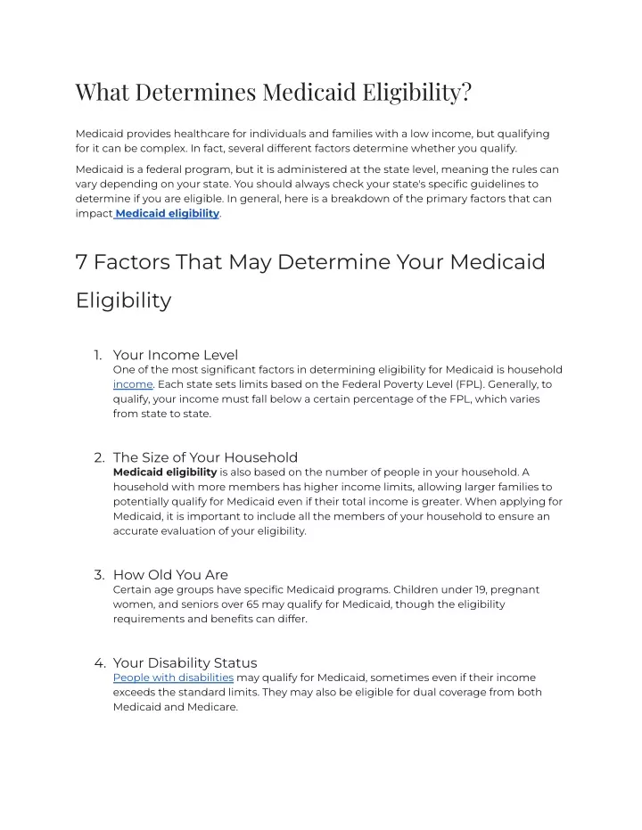 what determines medicaid eligibility