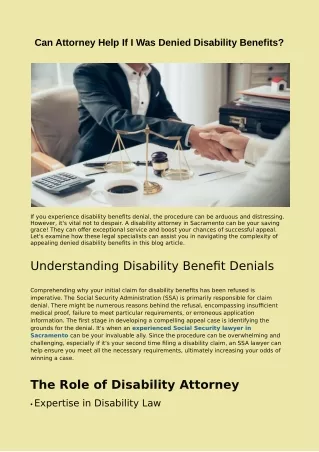 Can Attorney Help If I Was Denied Disability Benefits?