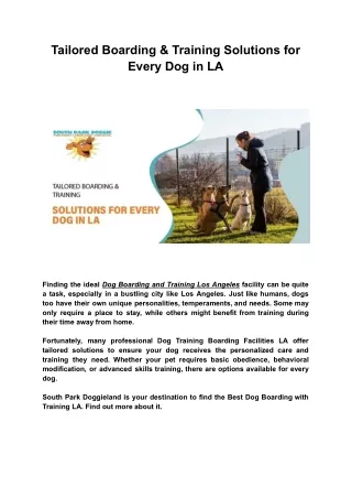 Tailored Boarding & Training Solutions for Every Dog in LA