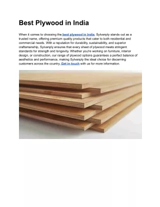 Best Plywood in India