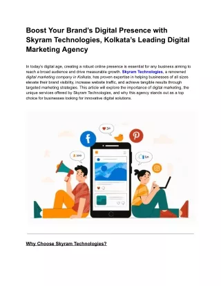 Boost Your Brand’s Digital Presence with Skyram Technologies, Kolkata’s Leading Digital Marketing Agency