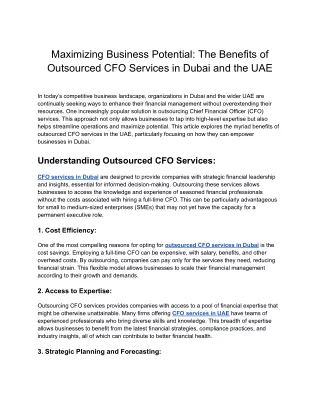 Maximizing Business Potential_ The Benefits of Outsourced CFO Services in Dubai and the UAE