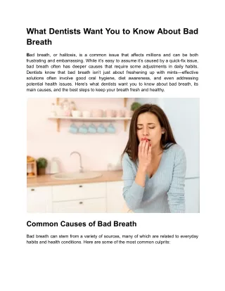 What Dentists Want You to Know About Bad Breath