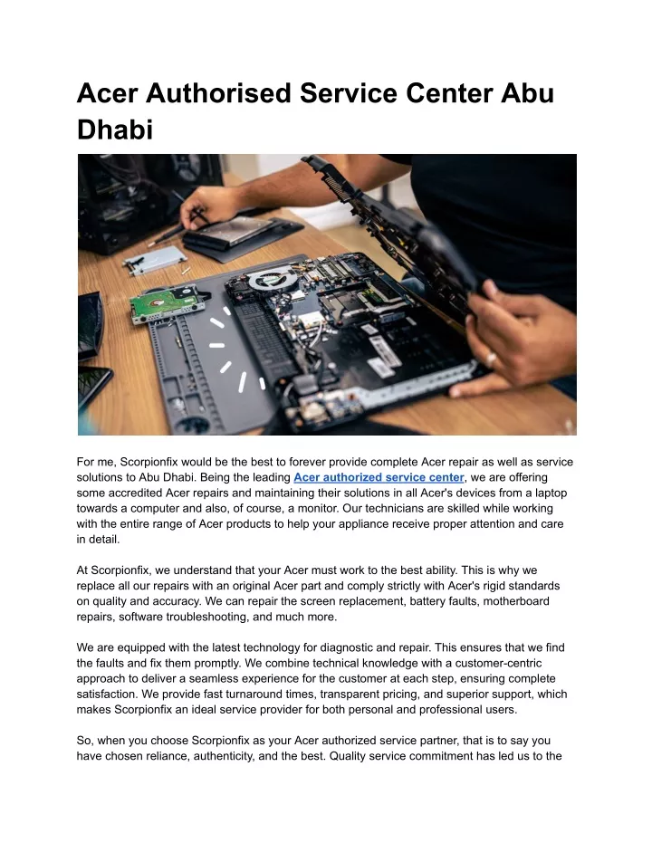 acer authorised service center abu dhabi