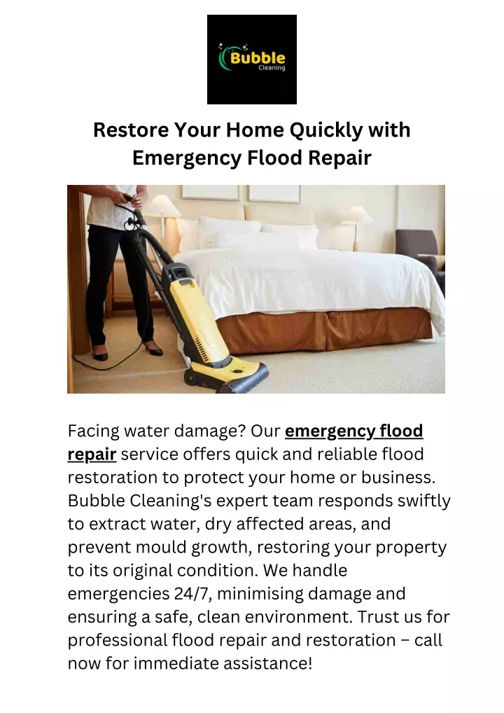 restore your home quickly with emergency flood