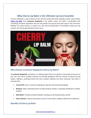Why Cherry Lip Balm is the Ultimate Lip Care Essential