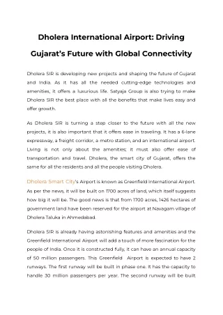 Dholera International Airport Driving Gujarat’s Future with Global Connectivity