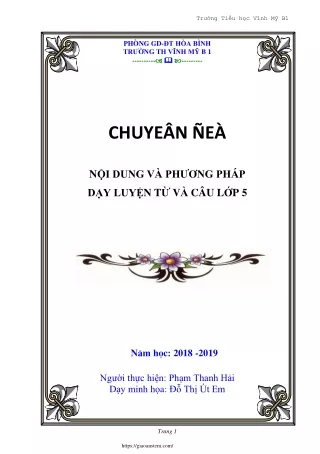 Nội dung và phương pháp dạy Luyện từ và câu Lớp 5
