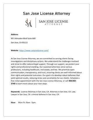 San Jose License Attorney