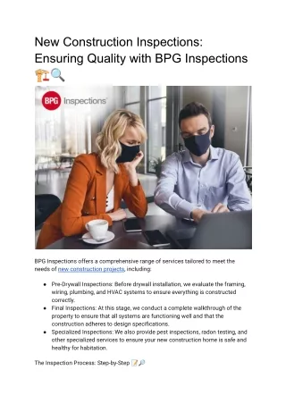 New Construction Inspections: Ensuring Quality with BPG Inspections