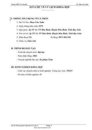 Phương pháp ôn tập kiểm tra Toán 11