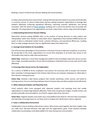building a culture of data driven decision making