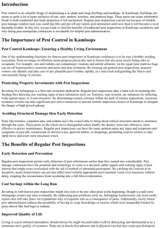 The Benefits of Regular Pest Inspections in Kamloops Properties