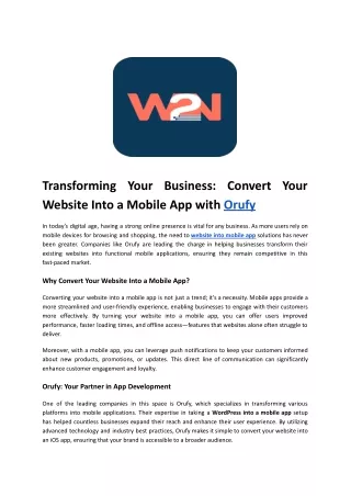 Transforming Your Business Convert Your Website Into a Mobile App with Orufy