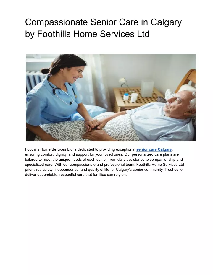 compassionate senior care in calgary by foothills