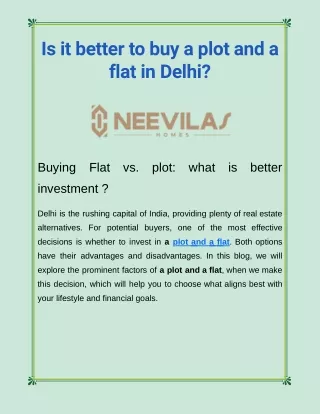 Is it better to buy a plot and a flat in Delhi