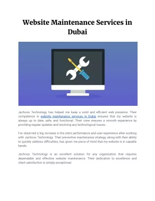 Website Maintenance Services in Dubai