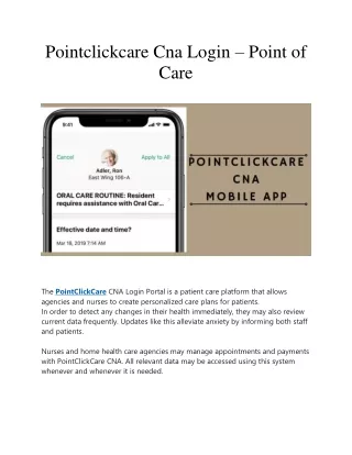 Pointclickcare Cna Login – Point of Care