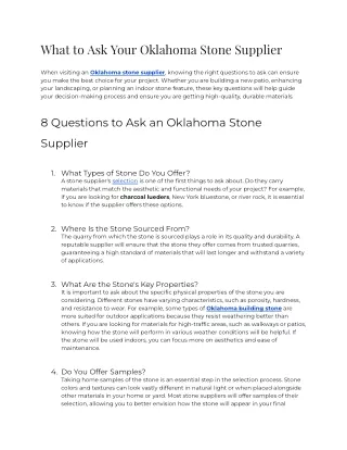 What to Ask Your Oklahoma Stone Supplier