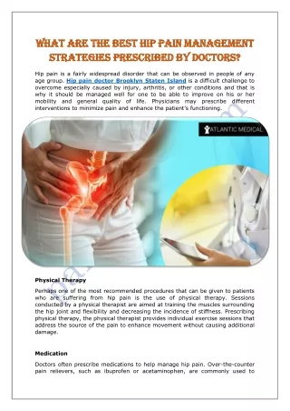 The best hip pain management strategies prescribed by doctors